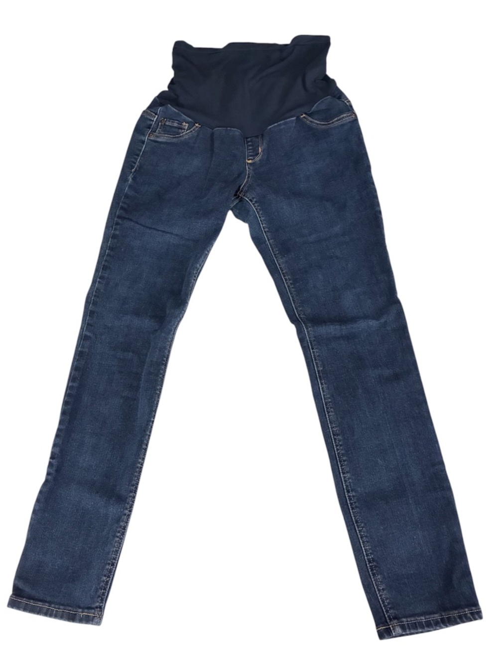 Maternity Skinny Jeans L Leggings Jeggings Baby Bump Belly Band Dark Wash Blue